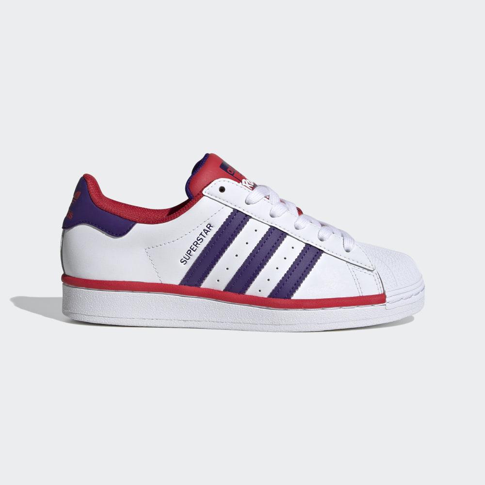 Adidas Boys' Superstar Shell Toe Originals Shoes White/Purple/Deep Red Ireland FV3666